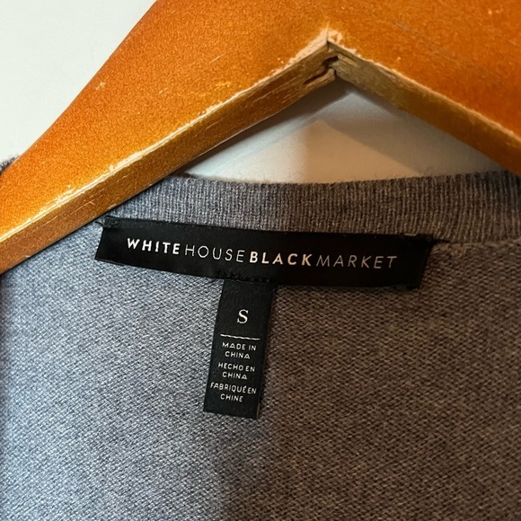 WHBM Gray Drama Sleeve Draped Cashmere Blend Cardigan Sweater Sz S - Picture 5 of 6